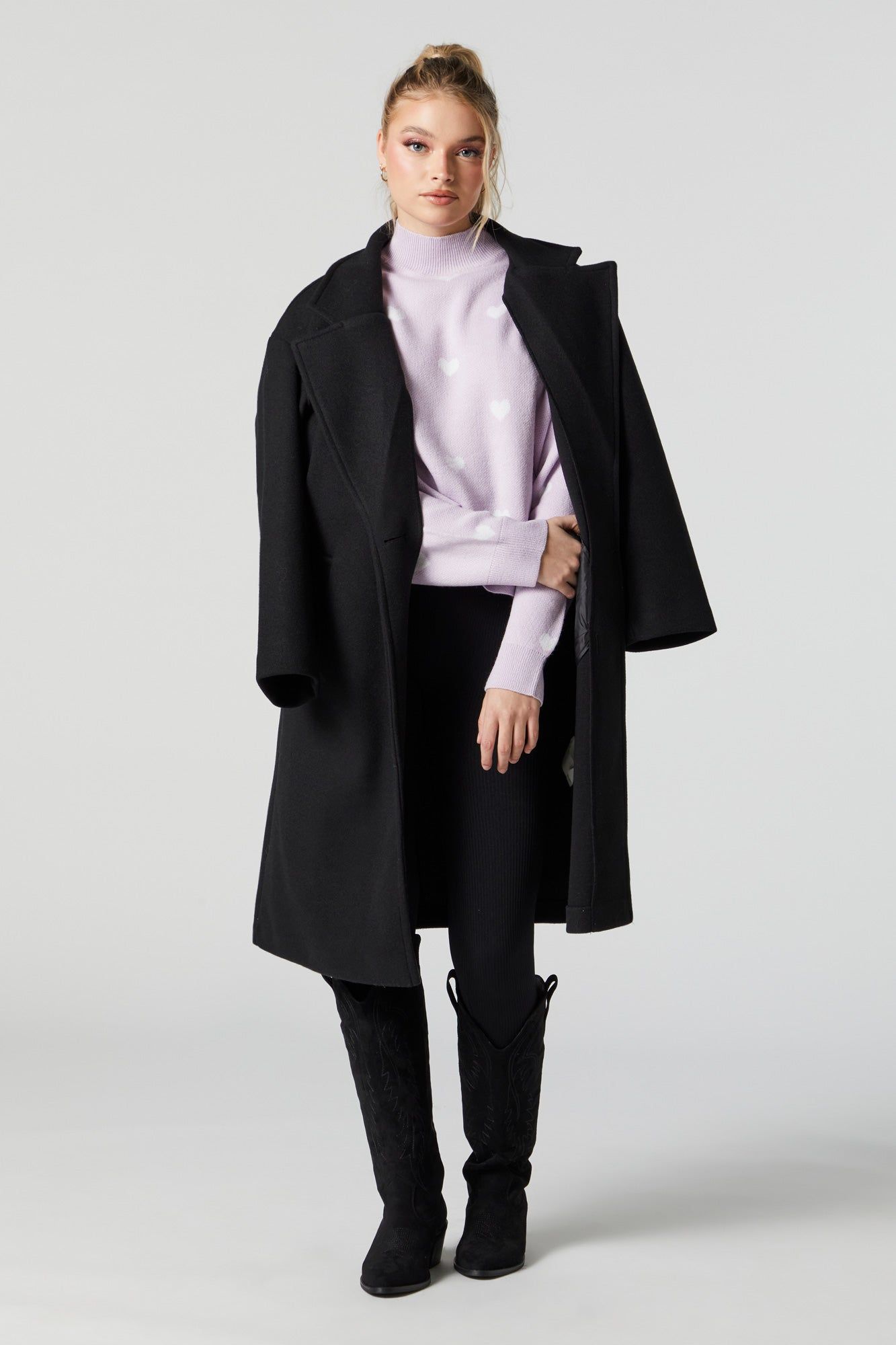 Heart Knit Mock Neck Sweater sold by Urban Planet product image thumbnail 3