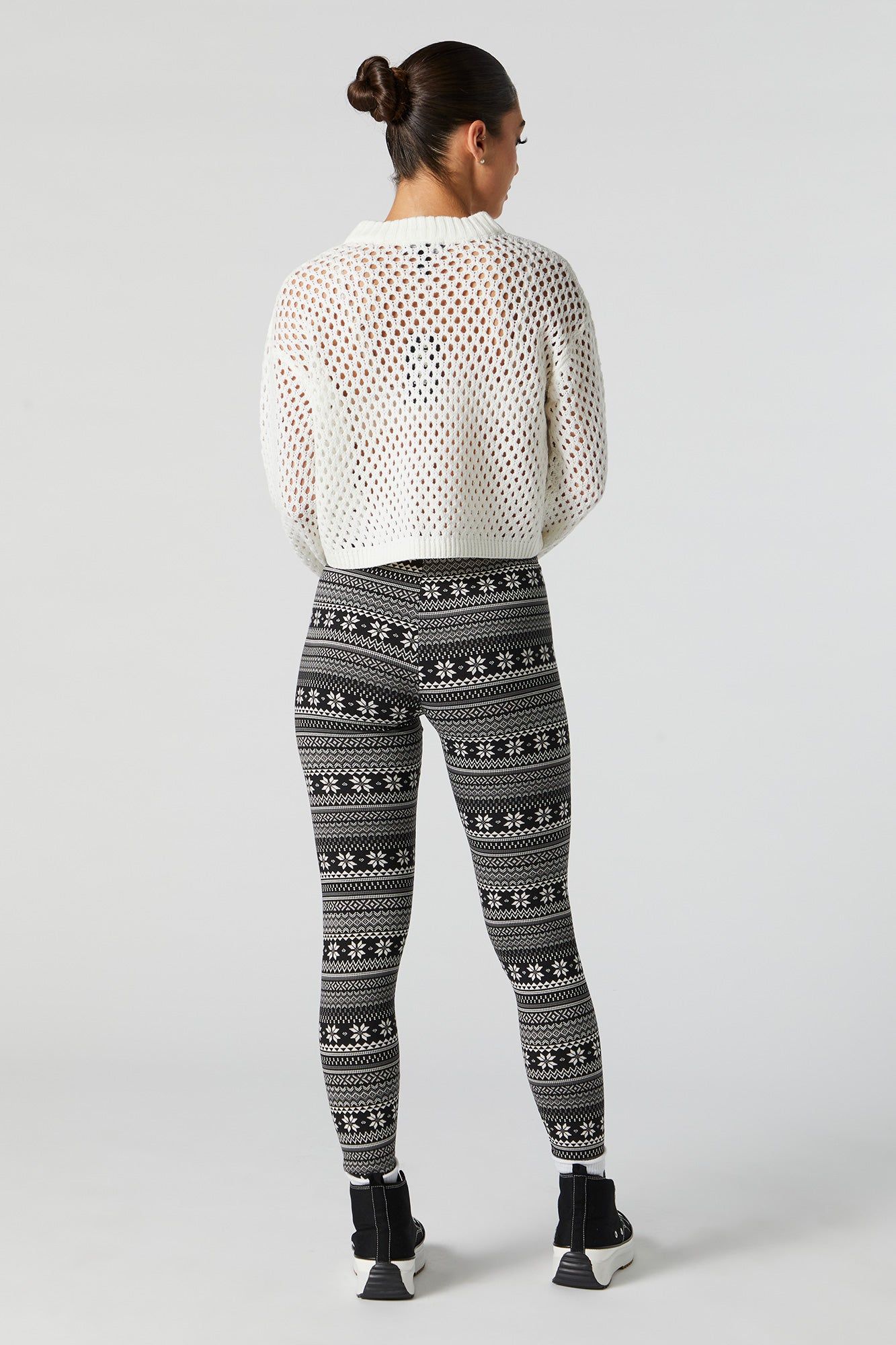 Black Snowflake Fairisle Print Fleece Legging sold by Urban Planet product image thumbnail 3