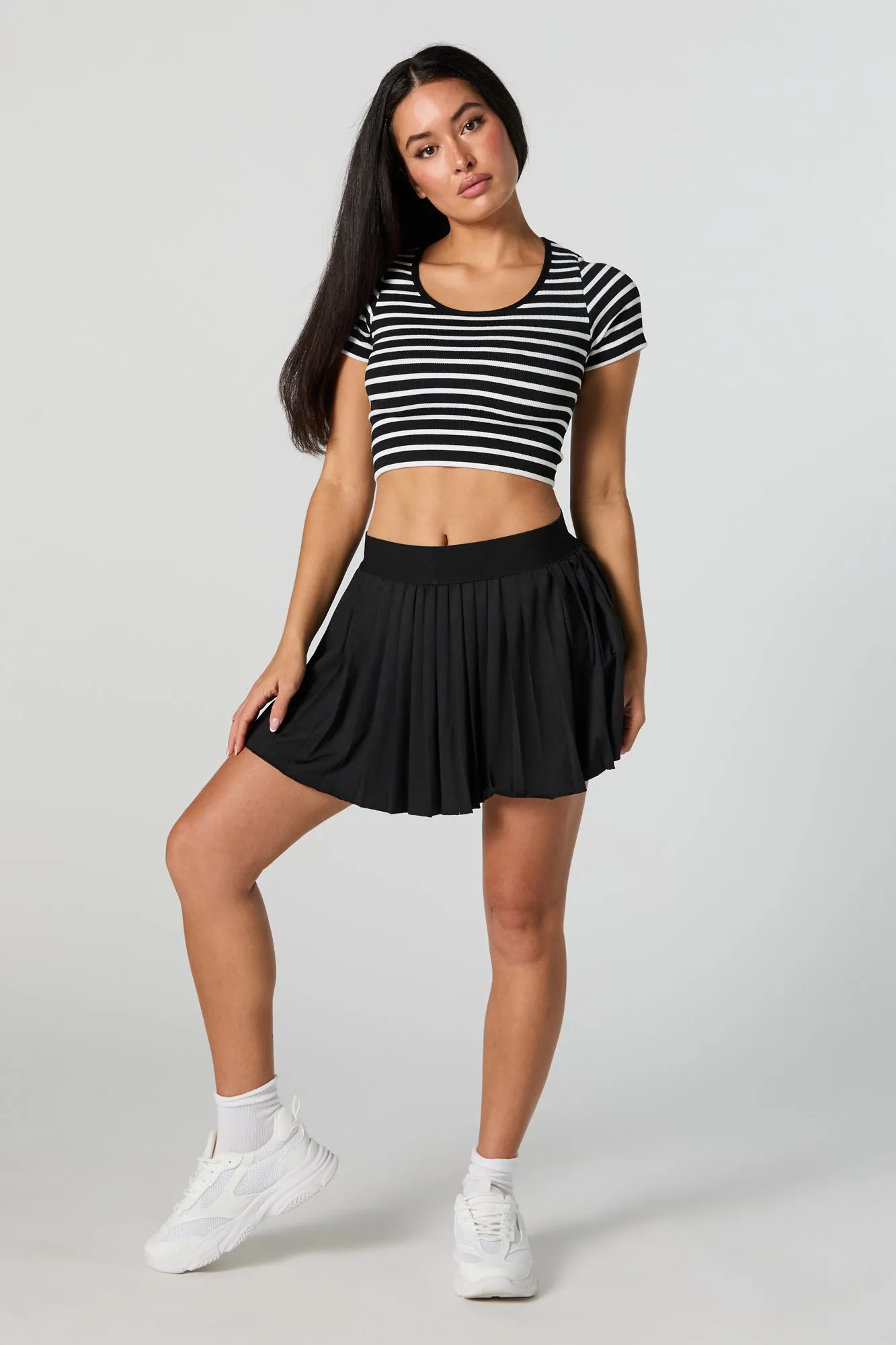 Haut court rayé sans couture à encolure arrondie sold by Urban Planet product image thumbnail 3