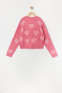 Cardigan boutonné en tricot avec motif de coeurs roses pour fille sold by Urban Planet