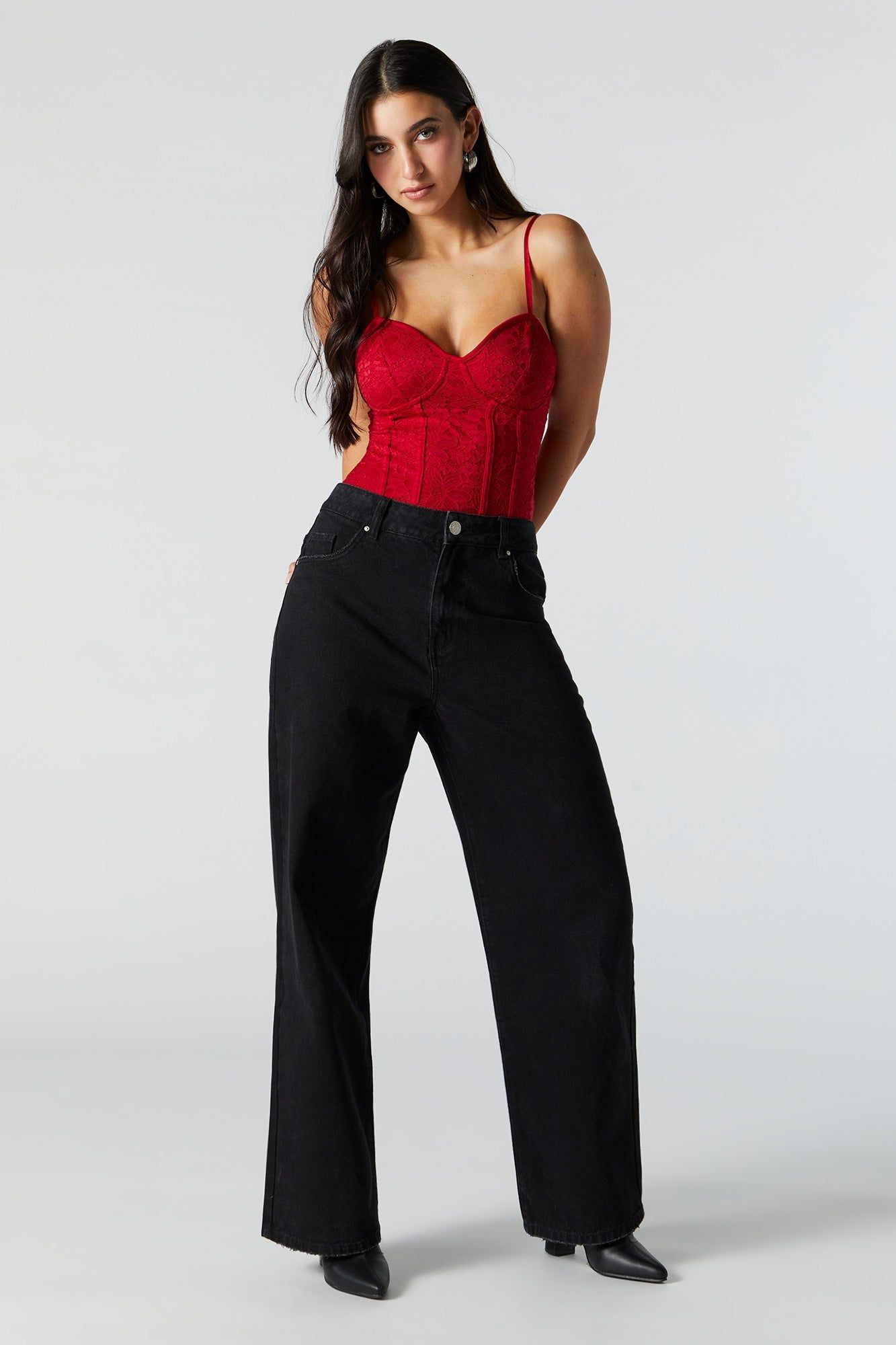 Red Lace Corset Bodysuit sold by Urban Planet product image thumbnail 3