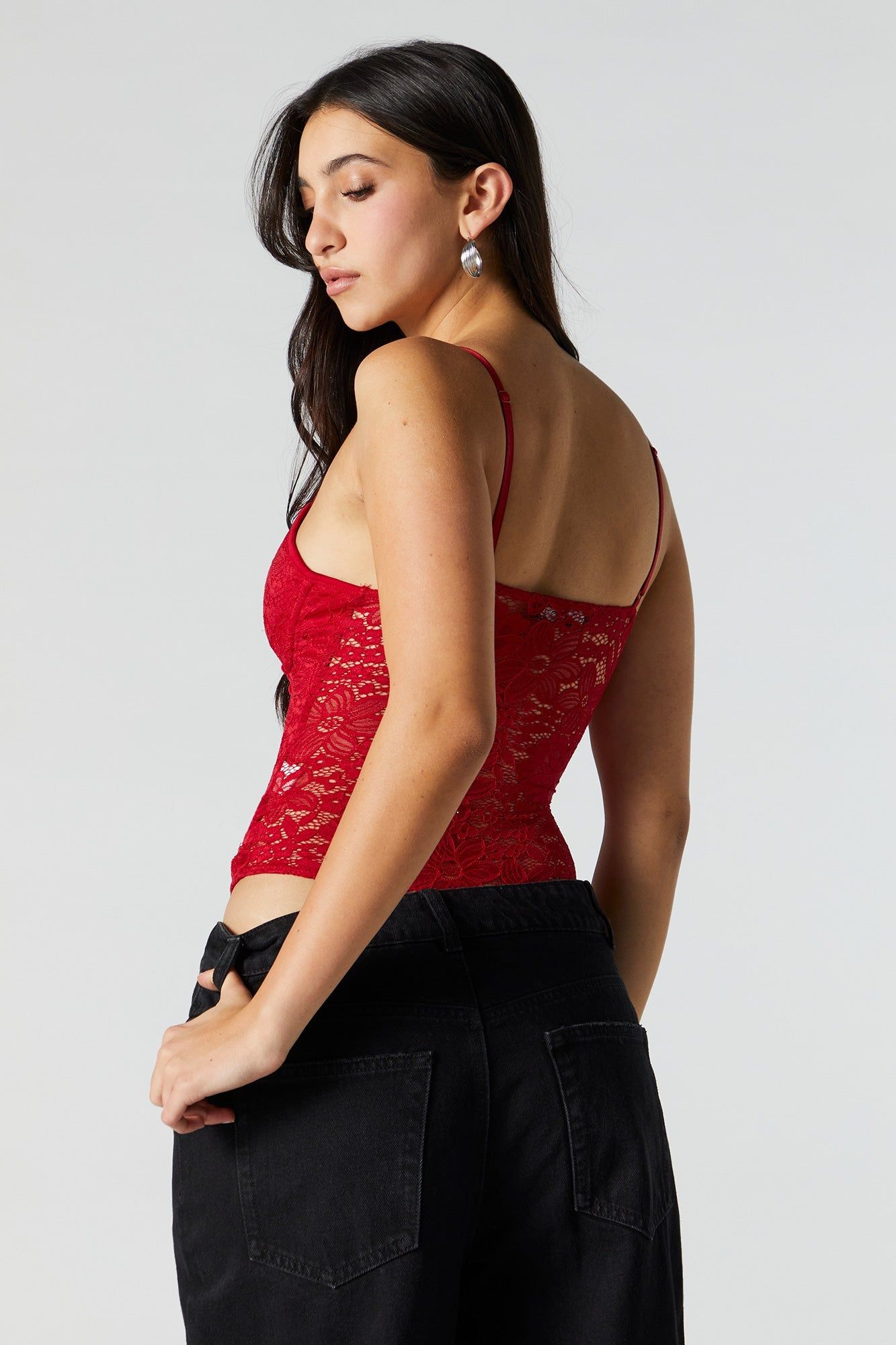 Red Lace Corset Bodysuit sold by Urban Planet product image thumbnail 2
