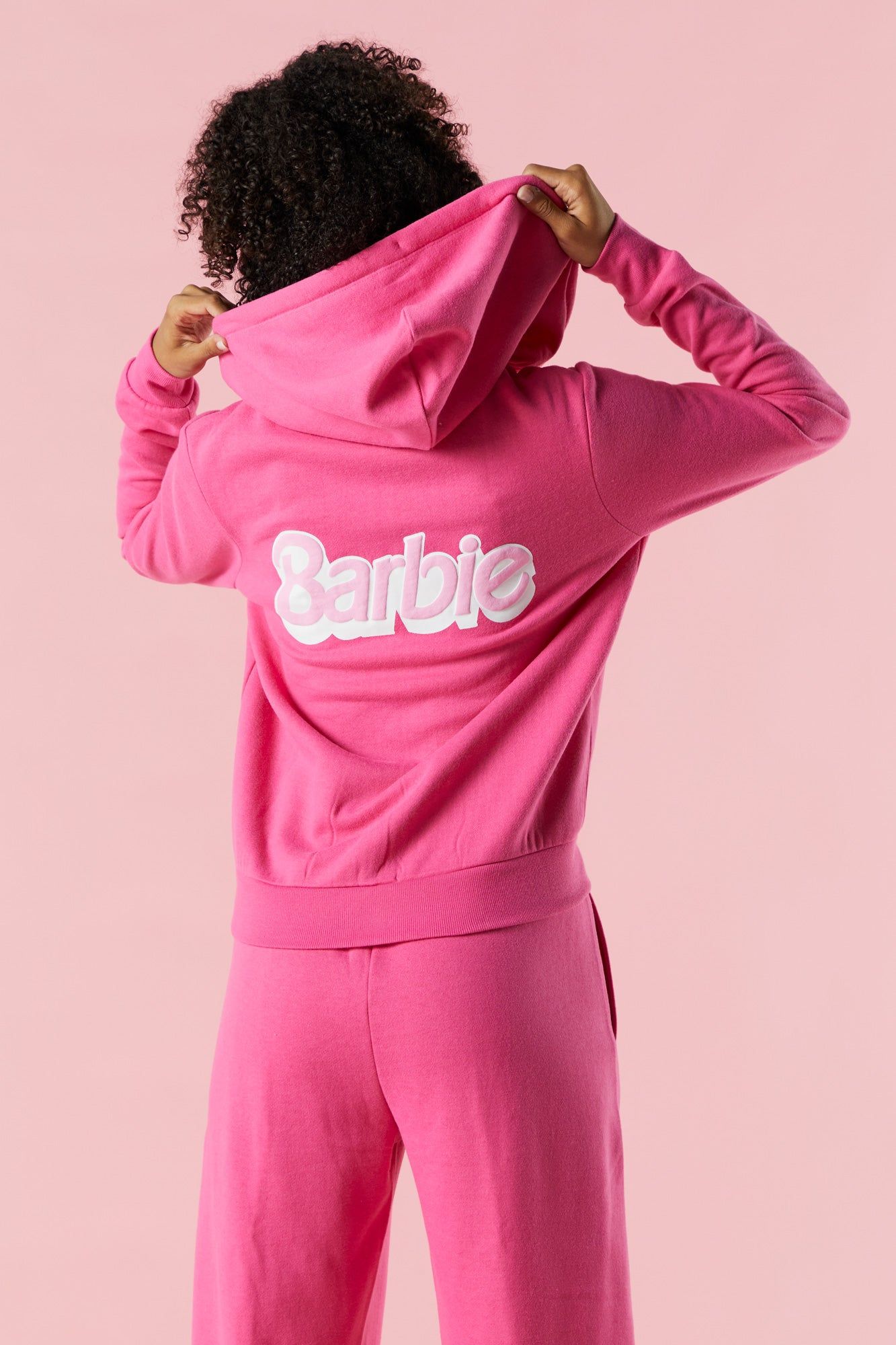 Barbie™ Pink Fleece Zip-Up Hoodie sold by Urban Planet product image thumbnail 2