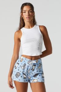 Kitty Print Plush Pajama Short sold by Urban Planet