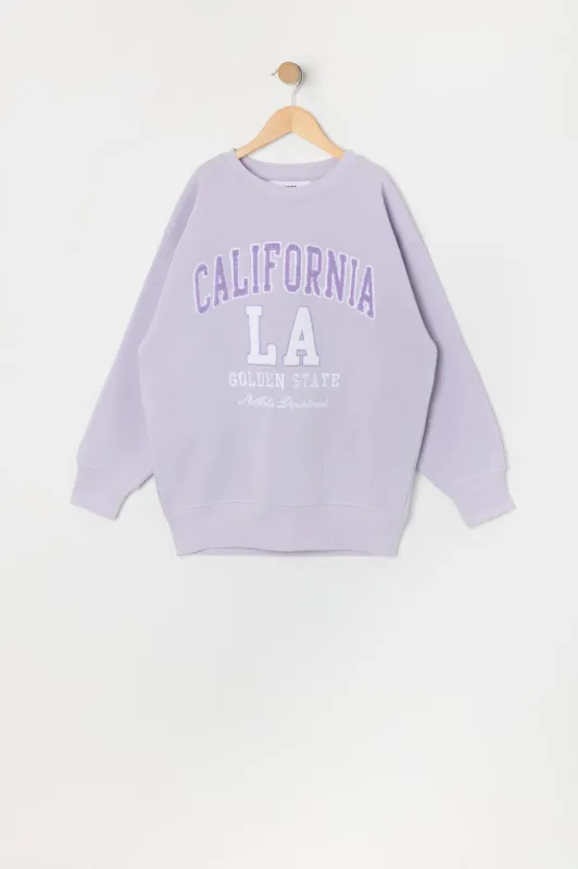 Girls Oversized California Chenille Embroidered Fleece Sweatshirt sold by Urban Planet