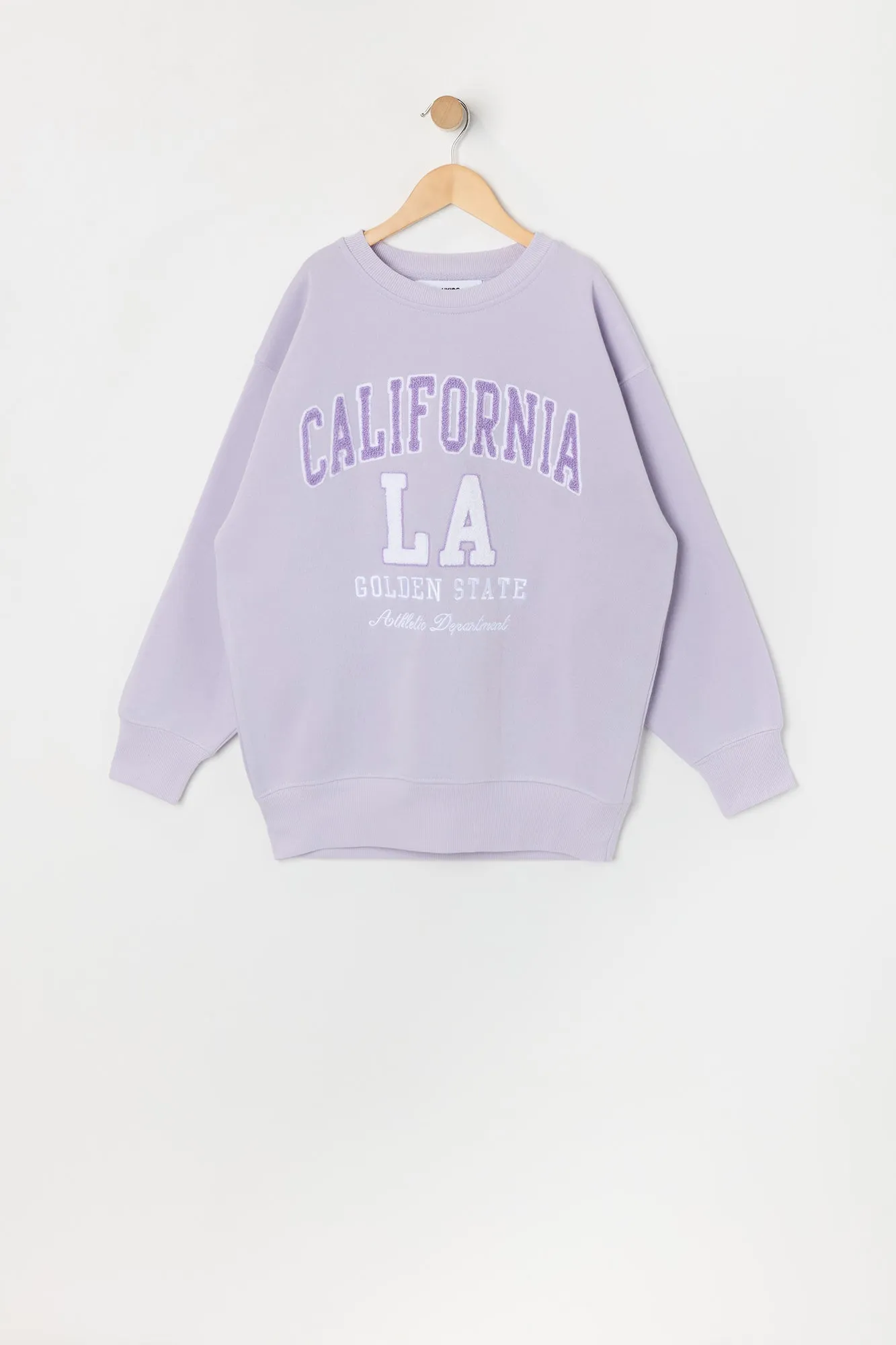 Girls Oversized California Chenille Embroidered Fleece Sweatshirt sold by Urban Planet