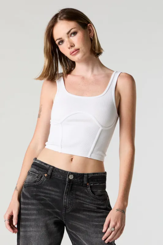 Camisole-corset côtelée à col rond sold by Urban Planet