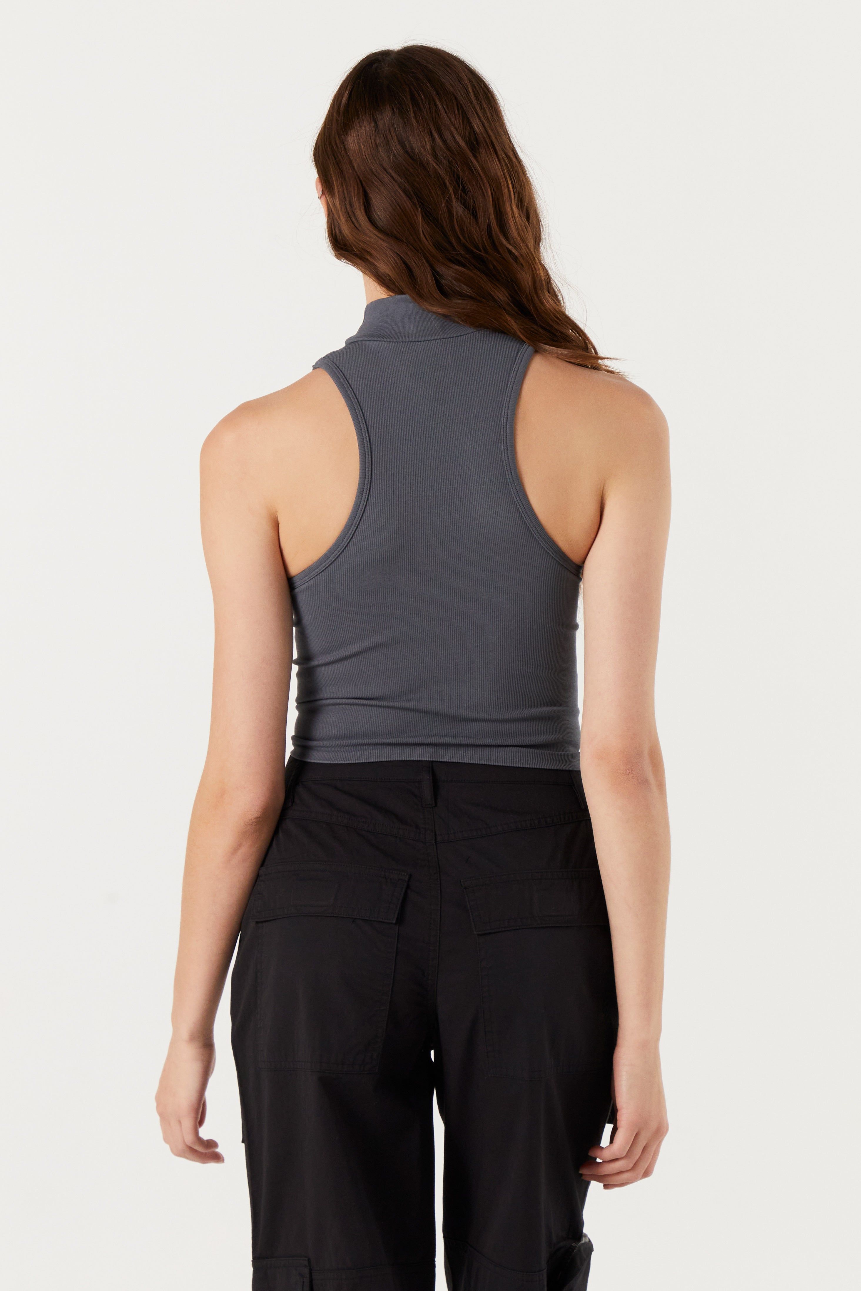 Ribbed Mock Neck Tank sold by Urban Planet product image thumbnail 2