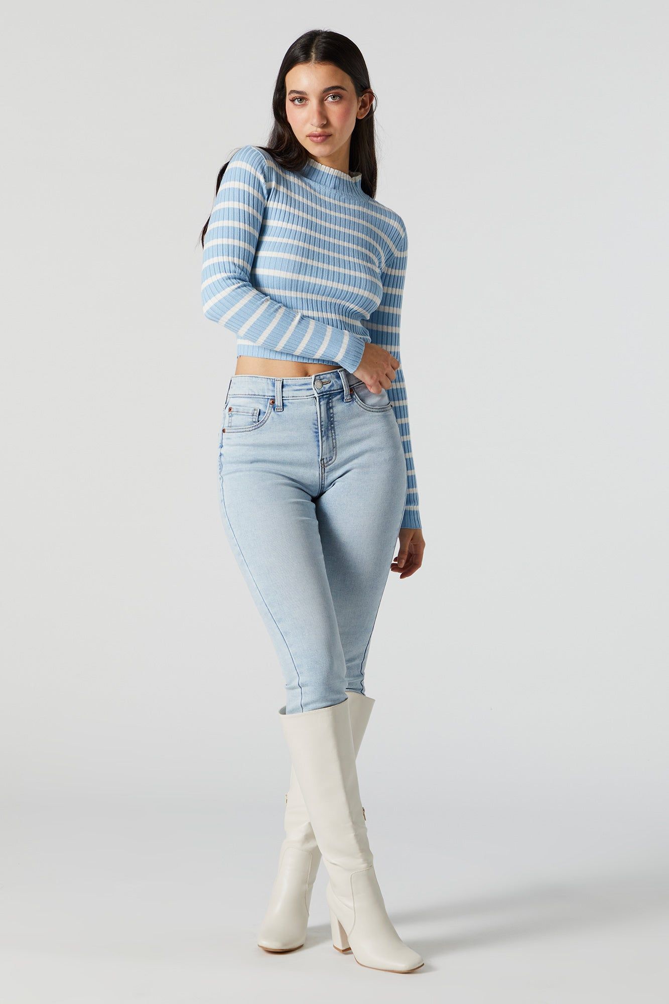 Chandail court rayé à col cheminée sold by Urban Planet product image thumbnail 3