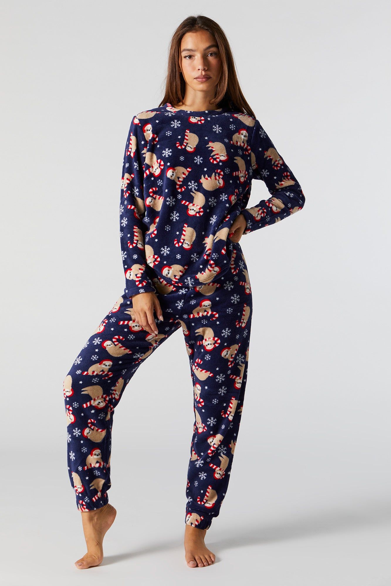 Plush Sloth 2 Piece Holiday Pajama Set sold by Urban Planet product image thumbnail 4