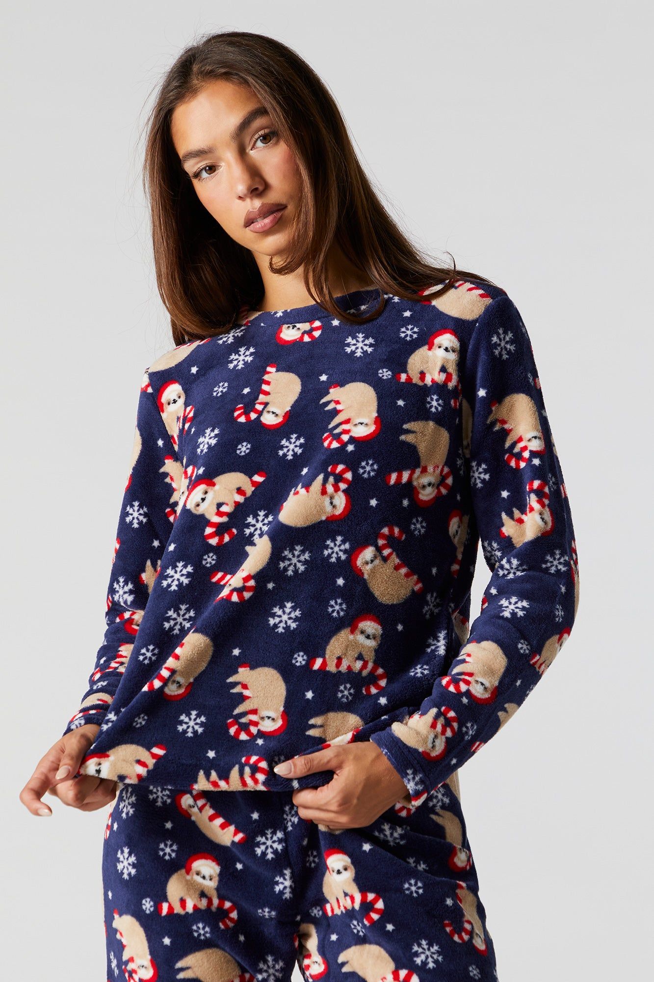 Plush Sloth 2 Piece Holiday Pajama Set sold by Urban Planet