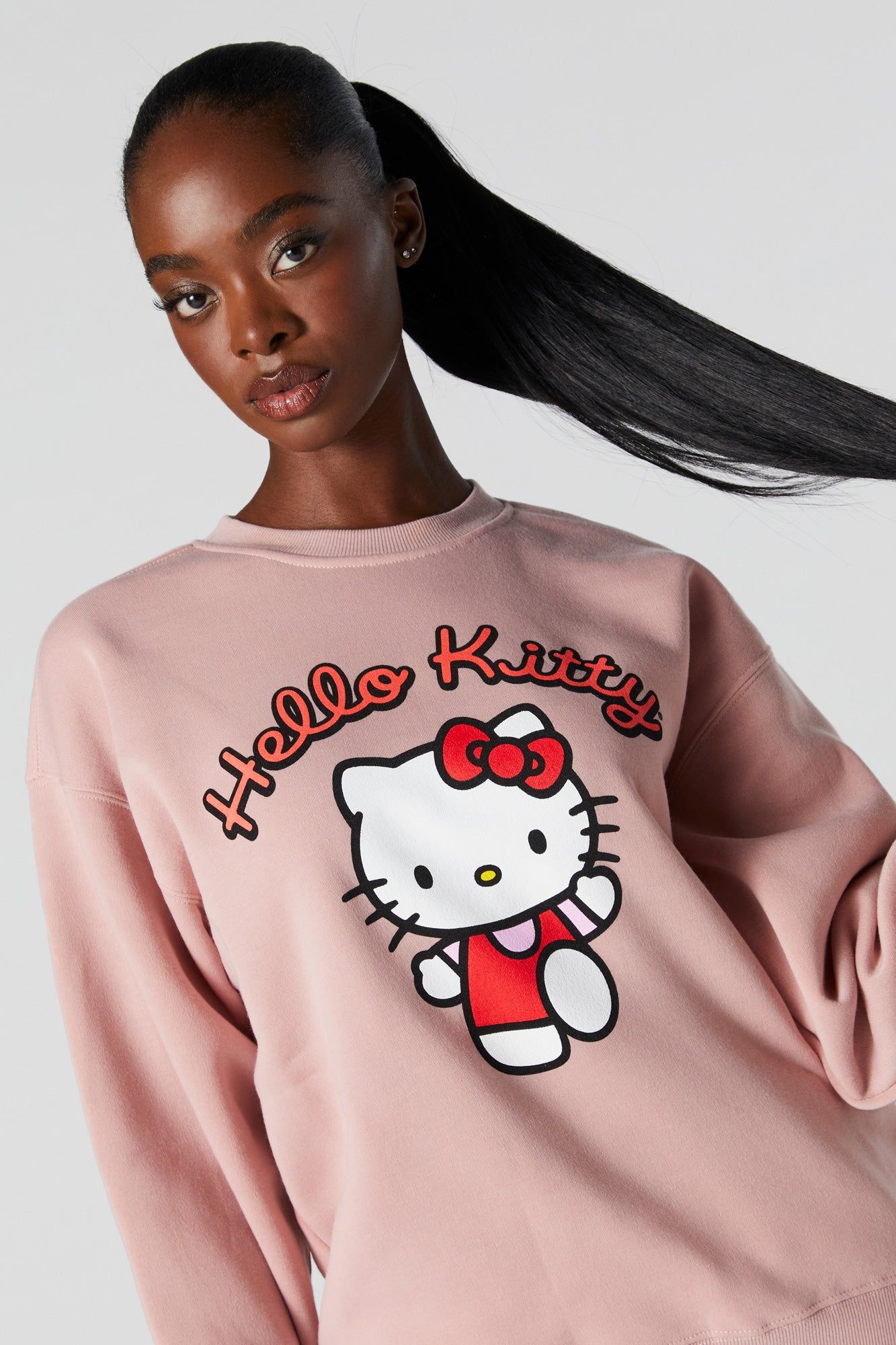 Pink Hello Kitty Graphic Fleece Sweatshirt sold by Urban Planet product image thumbnail 2