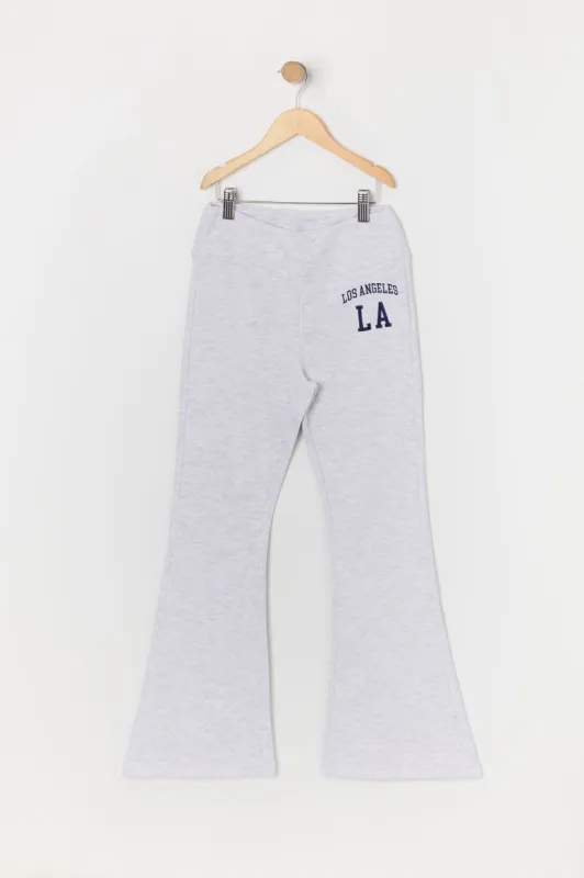 Girls Los Angeles Embroidered Fleece Flare Pant sold by Urban Planet