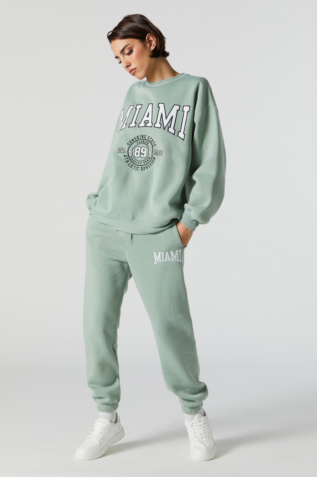 Chenille Embroidered Miami Fleece Sweatshirt sold by Urban Planet product image thumbnail 3