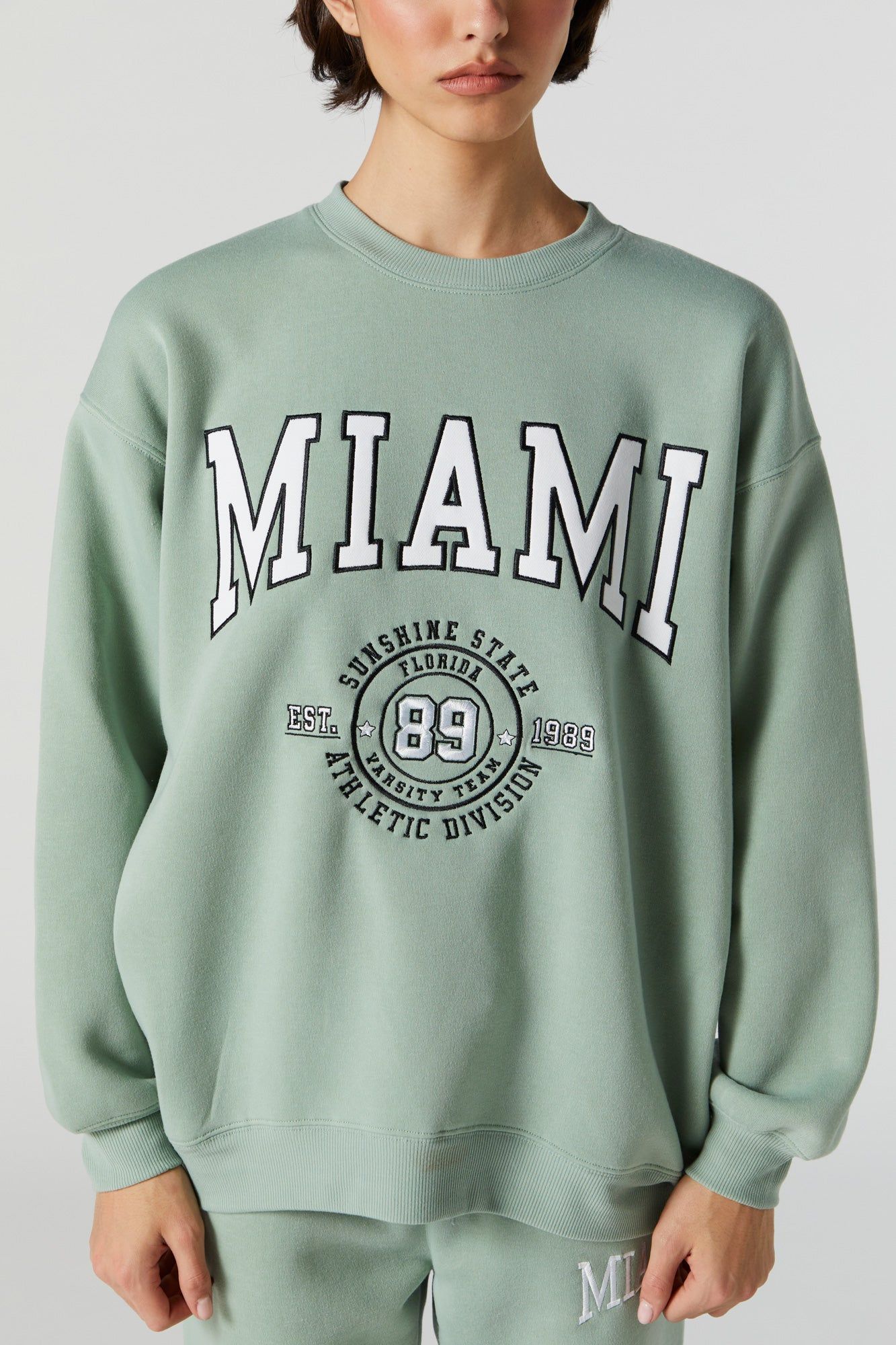Chenille Embroidered Miami Fleece Sweatshirt sold by Urban Planet product image thumbnail 4
