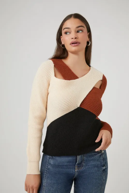 Criss Cross Colourblock Sweater sold by Urban Planet