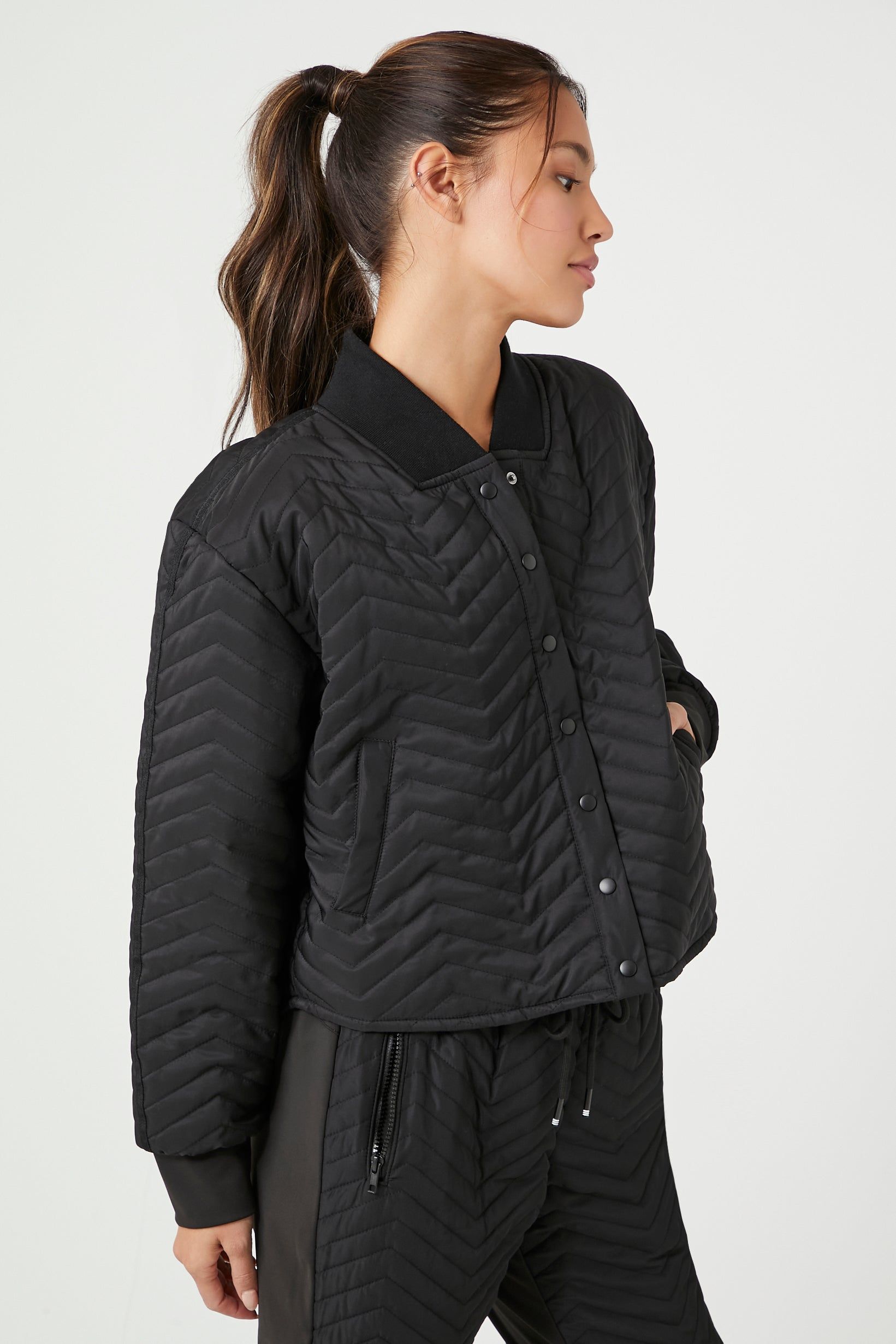 Active Chevron Quilted Bomber Jacket sold by Urban Planet product image thumbnail 2