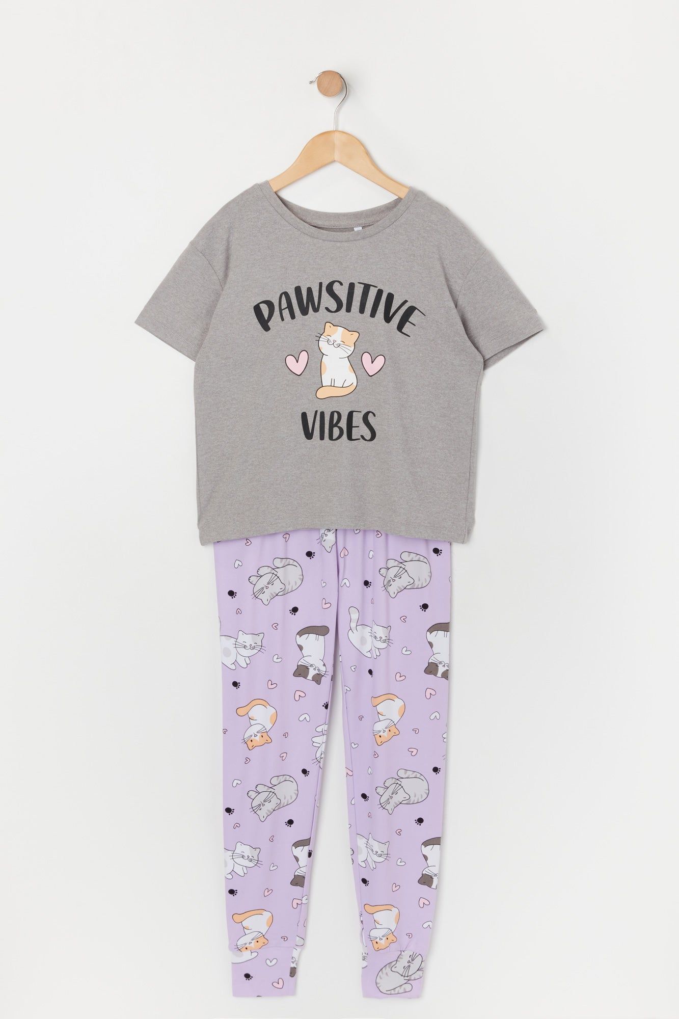 Girls Pawsitive Vibes Graphic 2 Piece Pajama Set sold by Urban Planet
