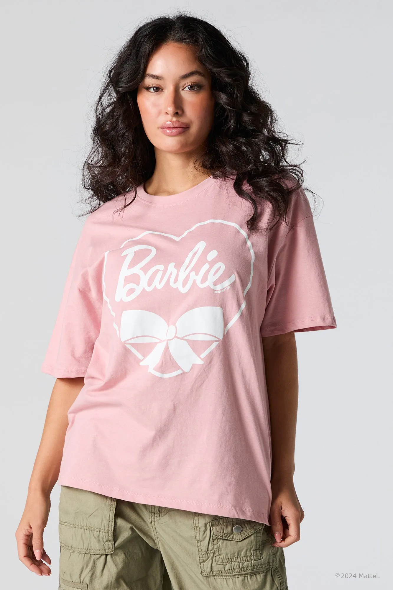 Barbie™ Heart Bow Graphic Boyfriend T-Shirt sold by Urban Planet