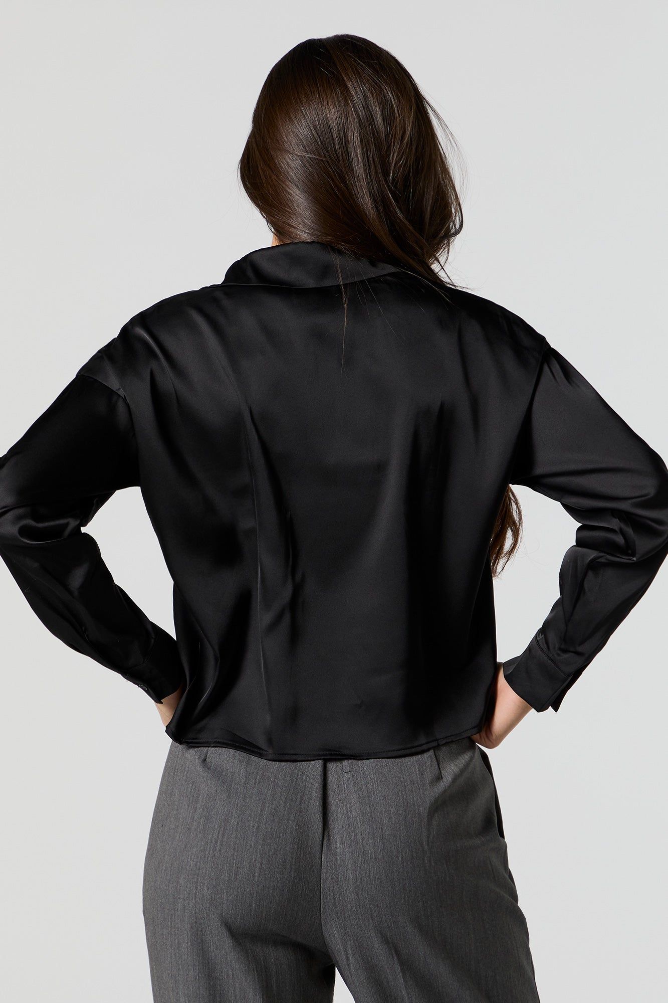 Satin Button-Up Crop Top sold by Urban Planet product image thumbnail 5