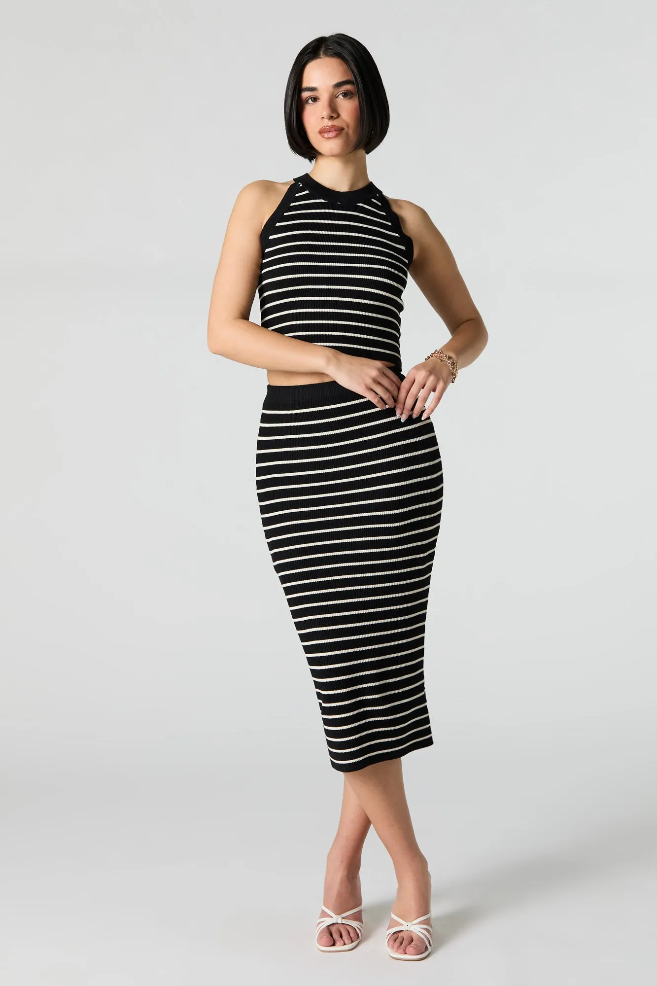 Débardeur court en tricot côtelé rayé sold by Urban Planet product image thumbnail 3