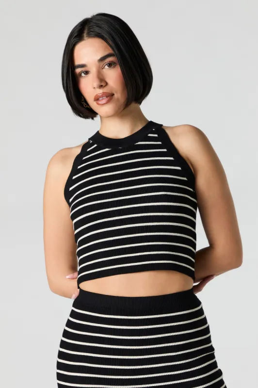 Débardeur court en tricot côtelé rayé sold by Urban Planet