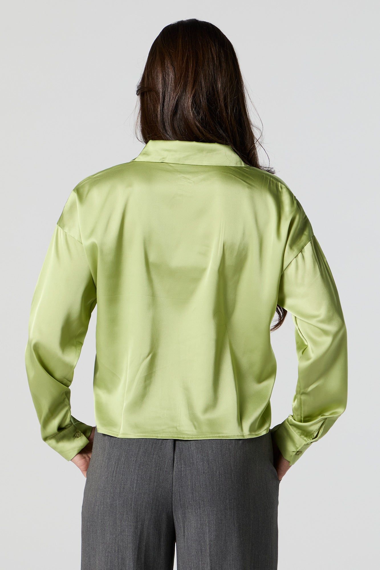 Satin Button-Up Crop Top sold by Urban Planet product image thumbnail 2