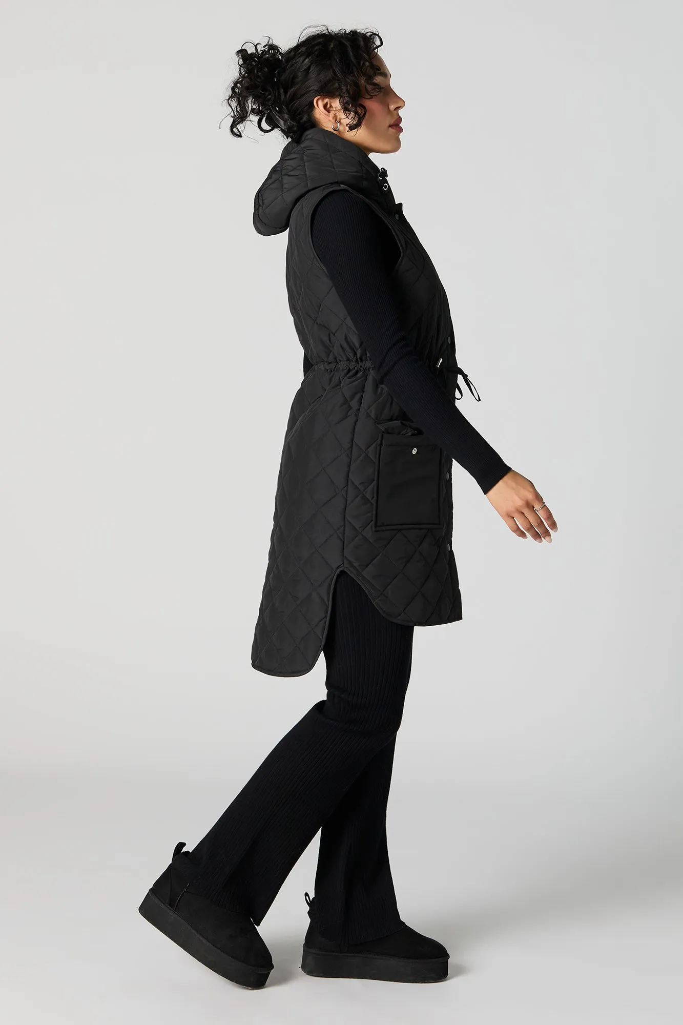 Quilted Longline Hooded Vest sold by Urban Planet product image thumbnail 5