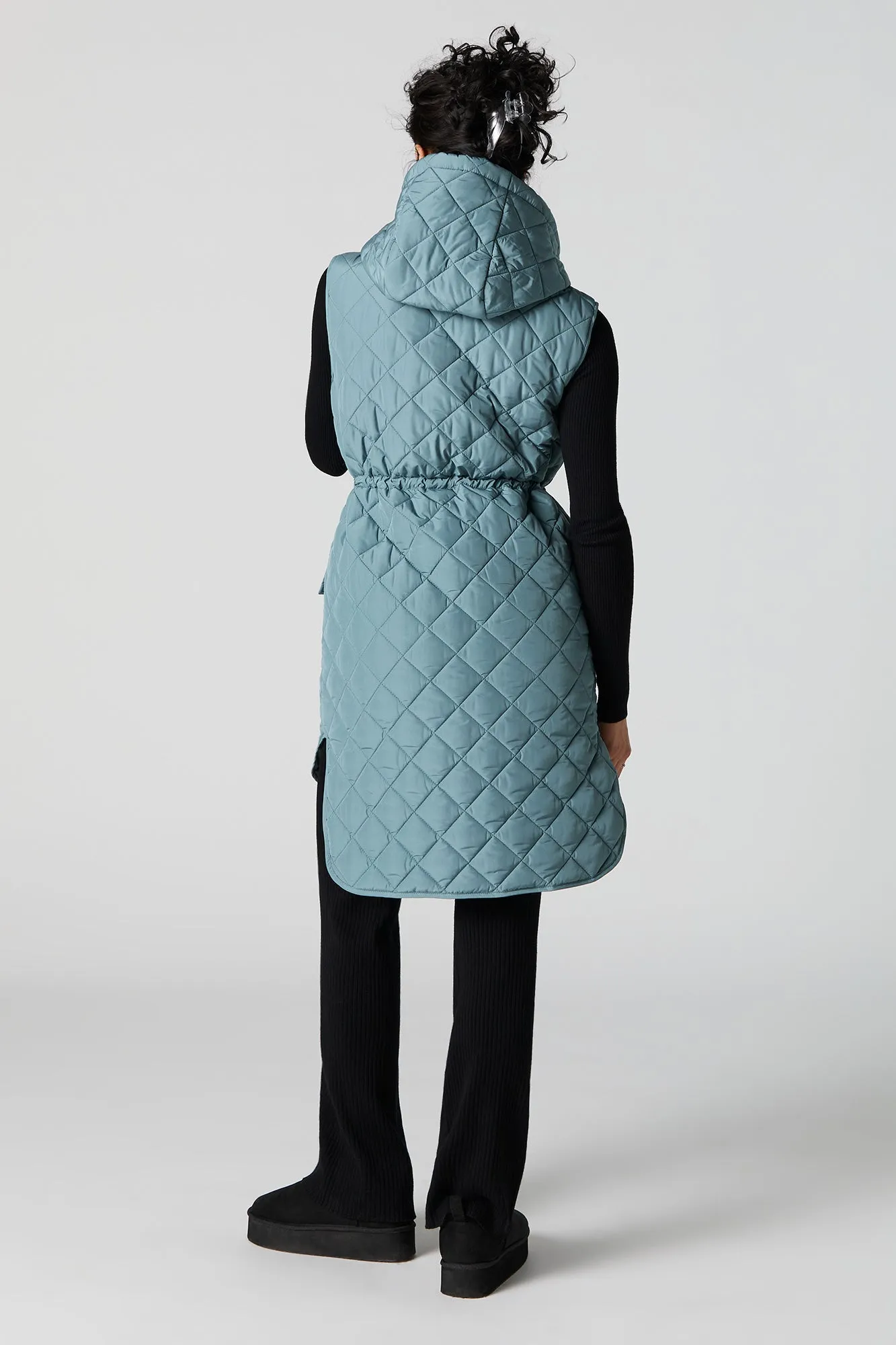 Quilted Longline Hooded Vest sold by Urban Planet product image thumbnail 3