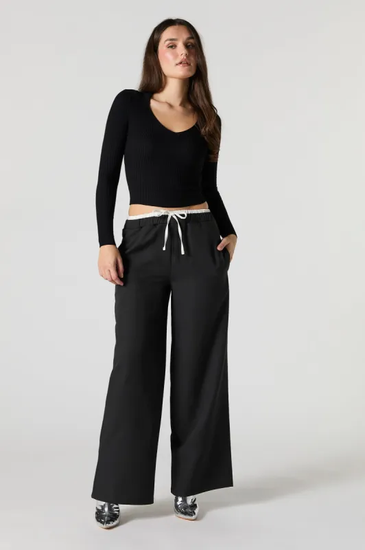 Contrast Waistband Wide Leg Dress Pant sold by Urban Planet