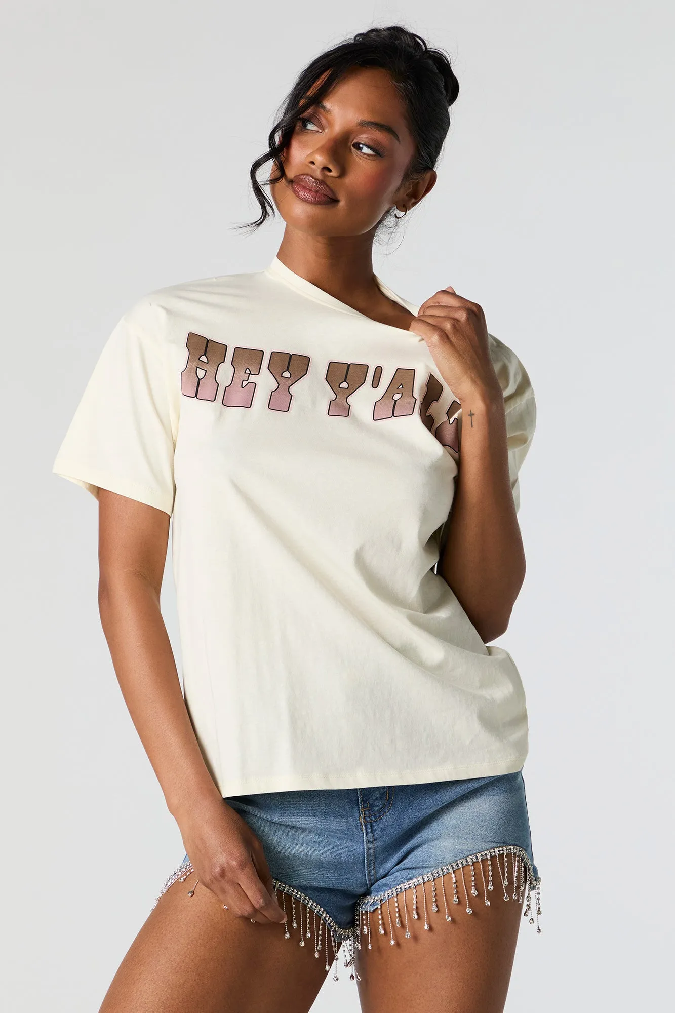 Hey Y'all Graphic Boyfriend T-Shirt sold by Urban Planet