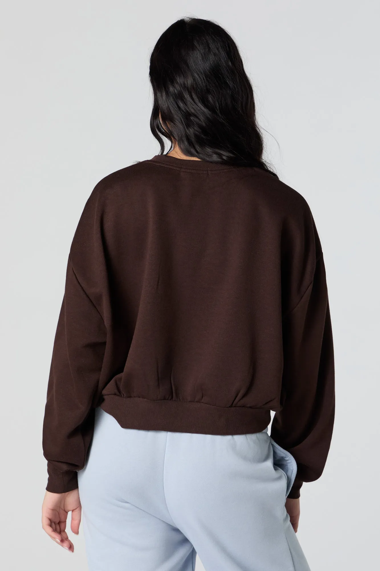 Santa Monica Embroidered Cropped Fleece Sweatshirt sold by Urban Planet product image thumbnail 2