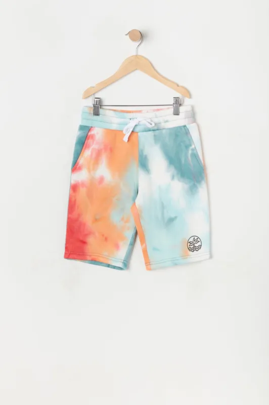 Short en molleton noué-teint orange à imprimé 360 Surf pour garçon sold by Urban Planet