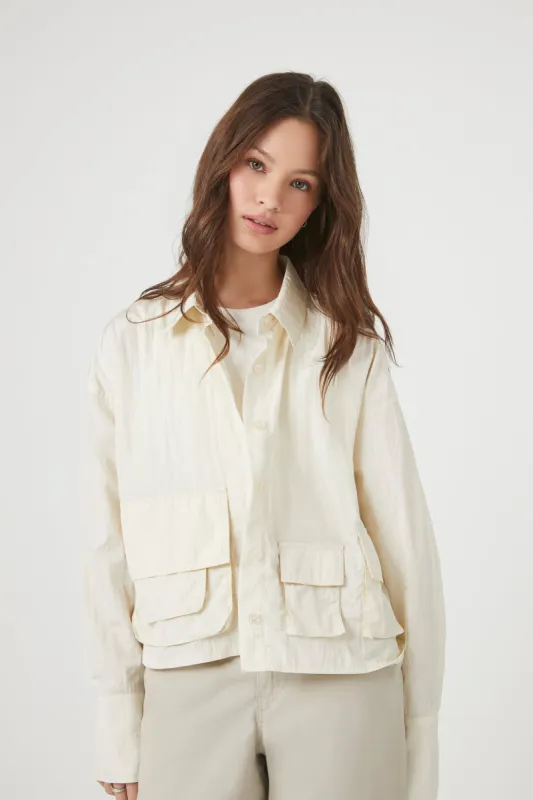 Multi Pocket Button-Up Top sold by Urban Planet