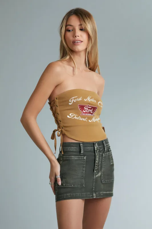 Haut tubulaire lacé sur les côtés avec motif brodé Ford sold by Urban Planet