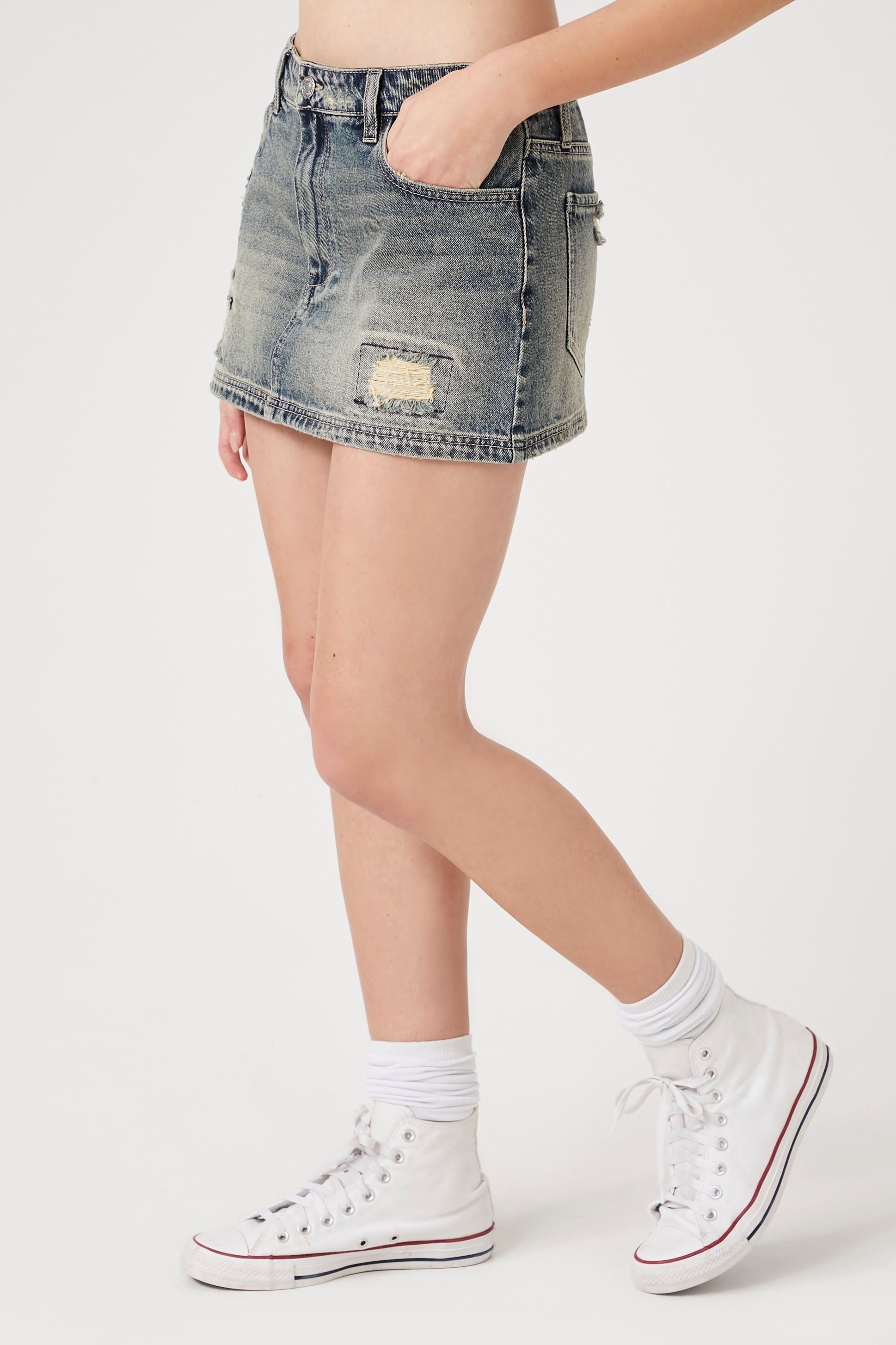Distressed Micromini Denim Skirt sold by Urban Planet product image thumbnail 3