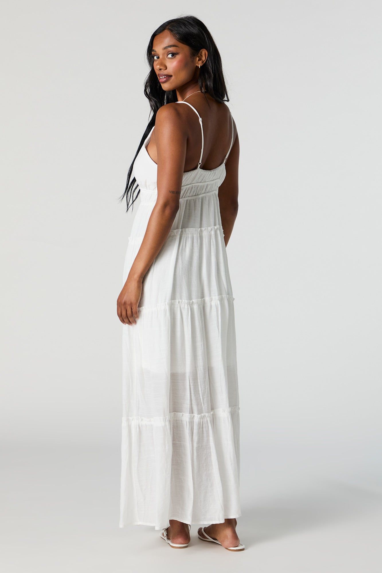 V-Neck Tie Front Tiered Maxi Dress sold by Urban Planet product image thumbnail 3