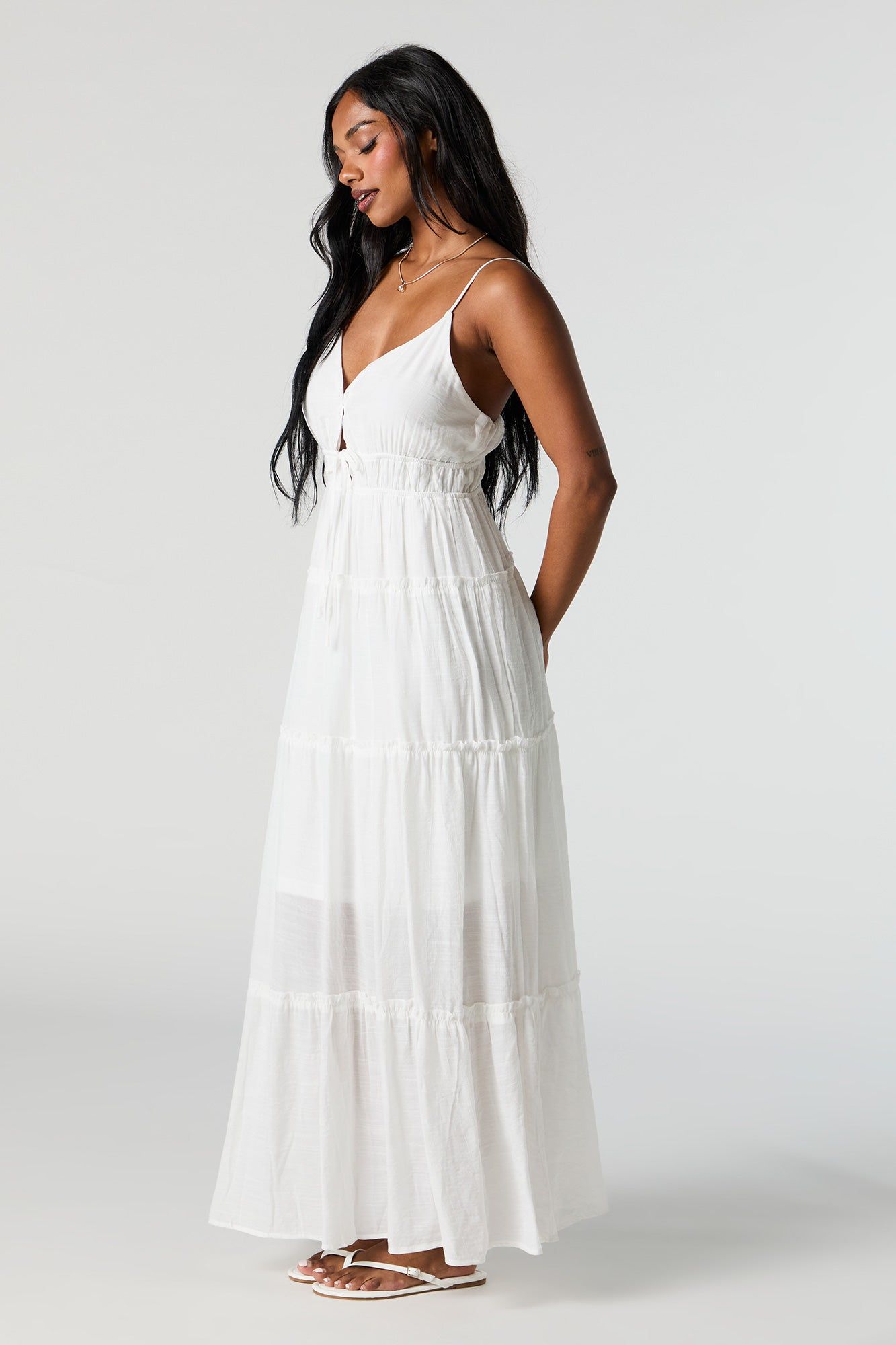 V-Neck Tie Front Tiered Maxi Dress sold by Urban Planet product image thumbnail 2