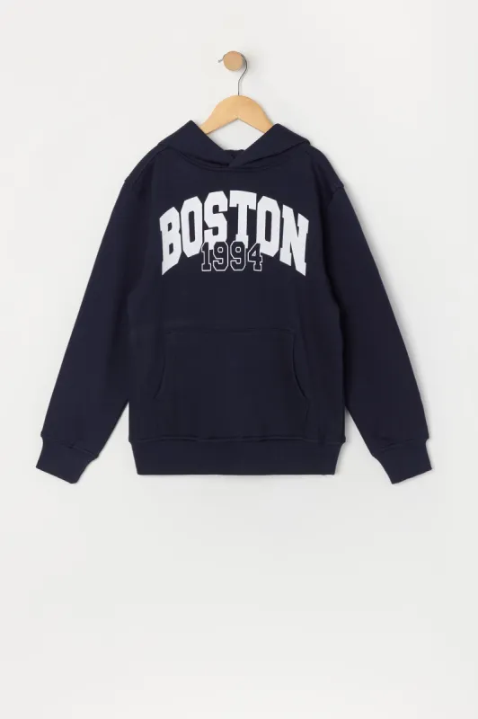 Boys Boston Embroidered Fleece Hoodie sold by Urban Planet
