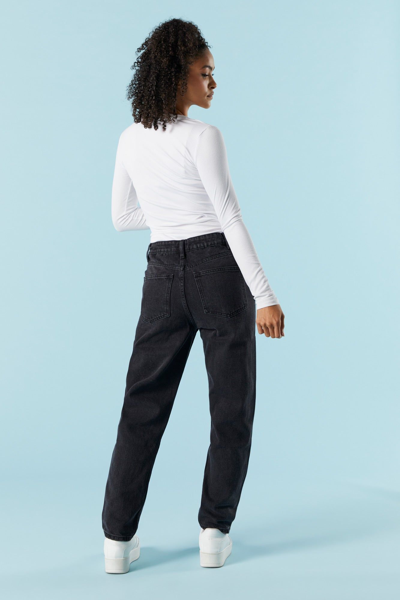 Black Wash Denim Mom Jean sold by Urban Planet product image thumbnail 3