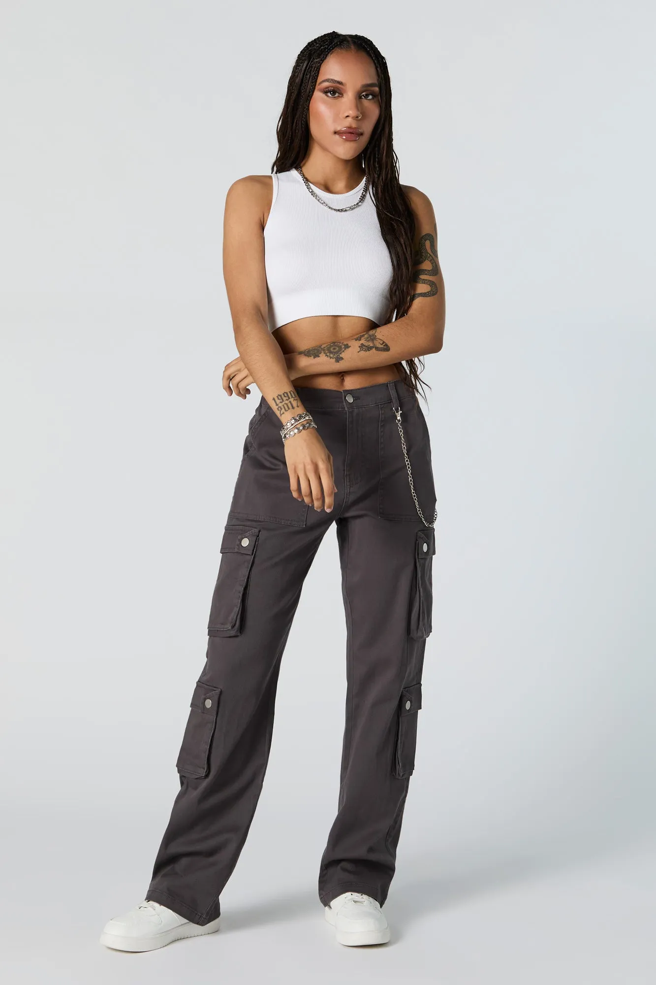 Seamless Ribbed High Neck Cropped Tank sold by Urban Planet product image thumbnail 3