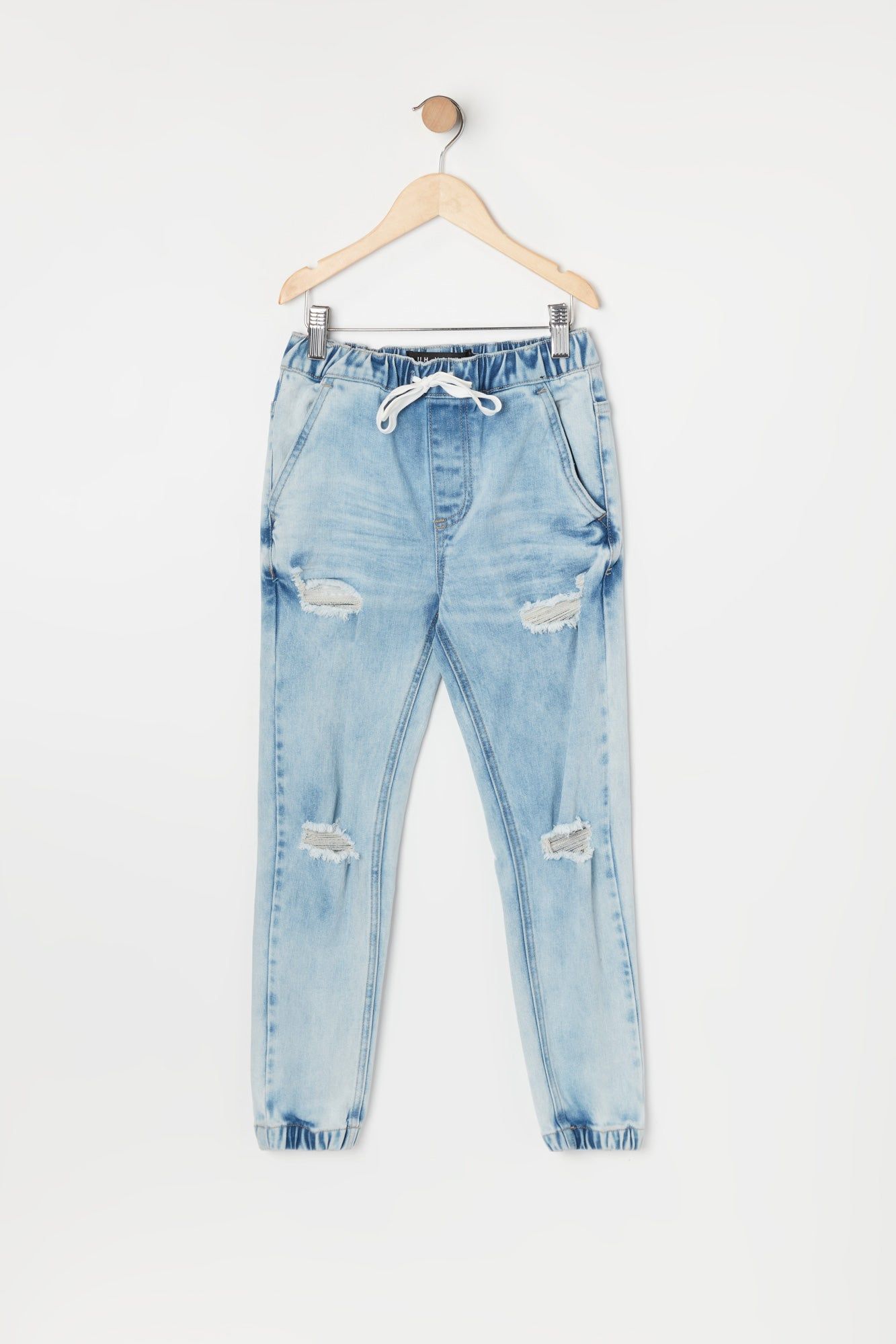 Boys Distressed Denim Jogger sold by Urban Planet