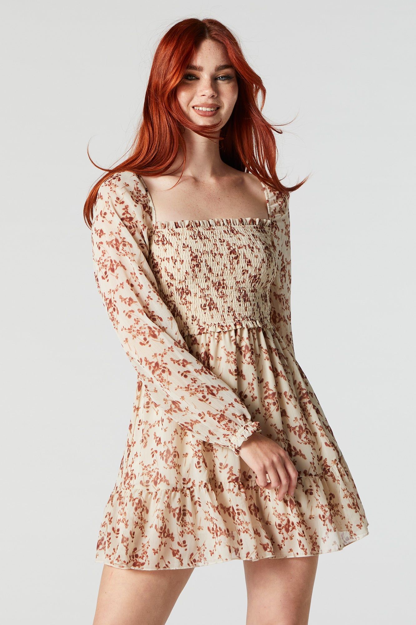 Floral Chiffon Square Neck Tiered Mini Dress sold by Urban Planet product image thumbnail 2