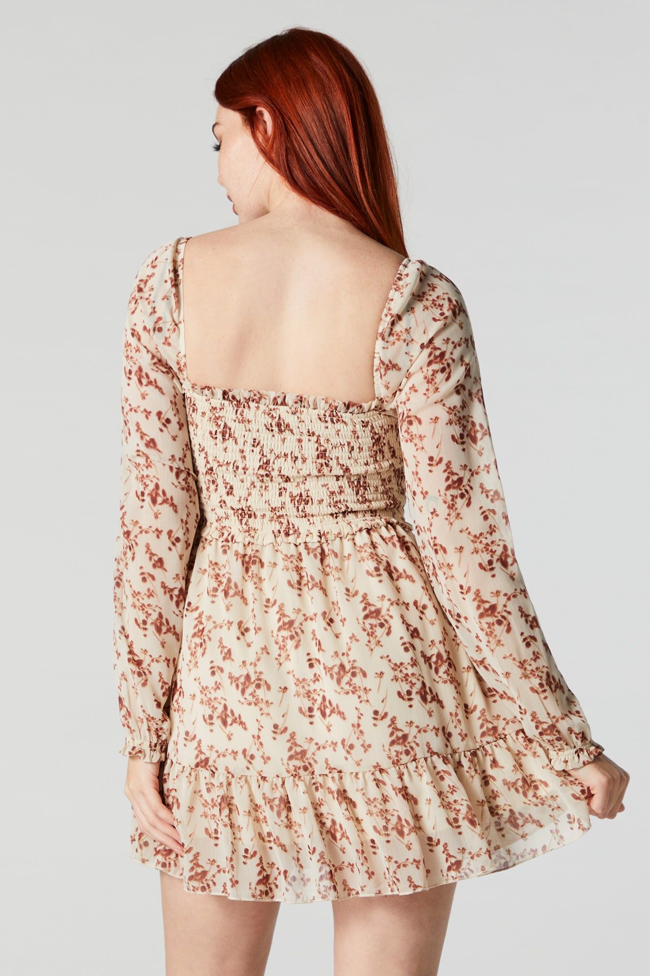Floral Chiffon Square Neck Tiered Mini Dress sold by Urban Planet product image thumbnail 3