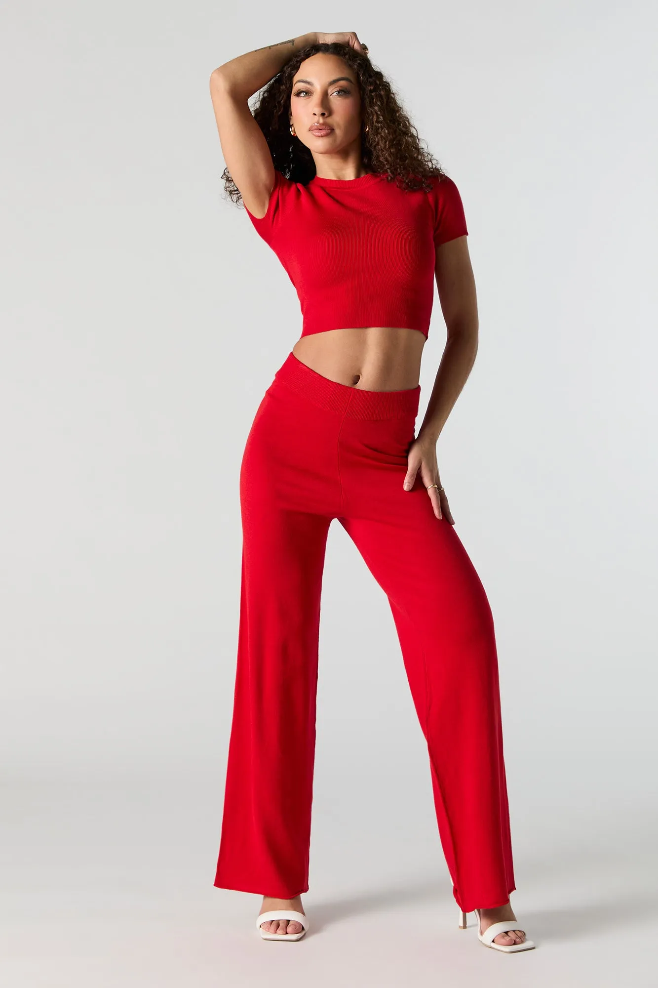 Knit High Rise Wide Leg Pant sold by Urban Planet
