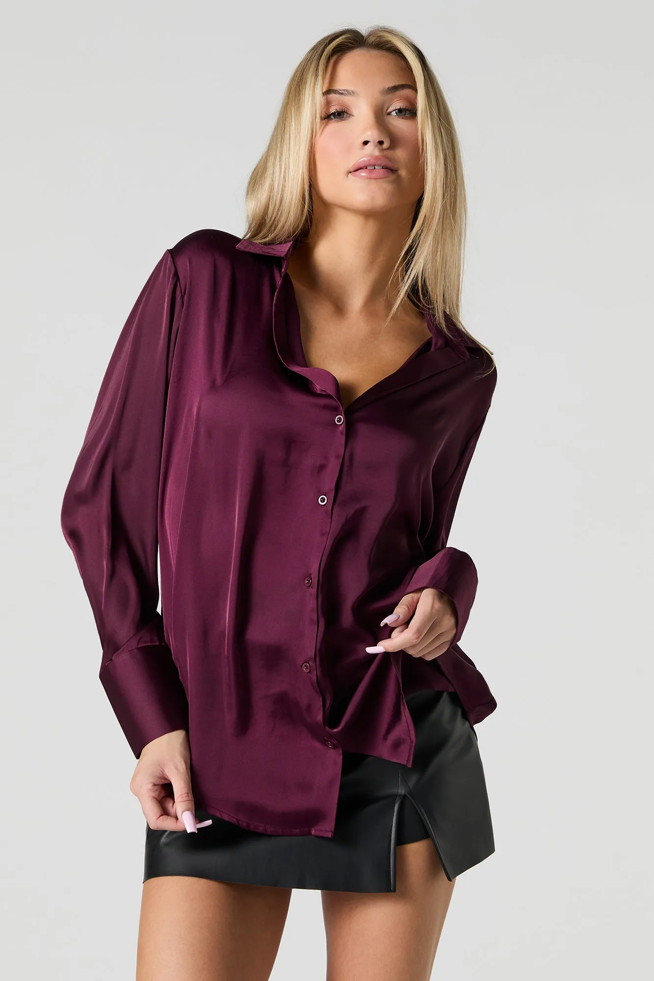 Satin Button-Up Top sold by Urban Planet product image thumbnail 4