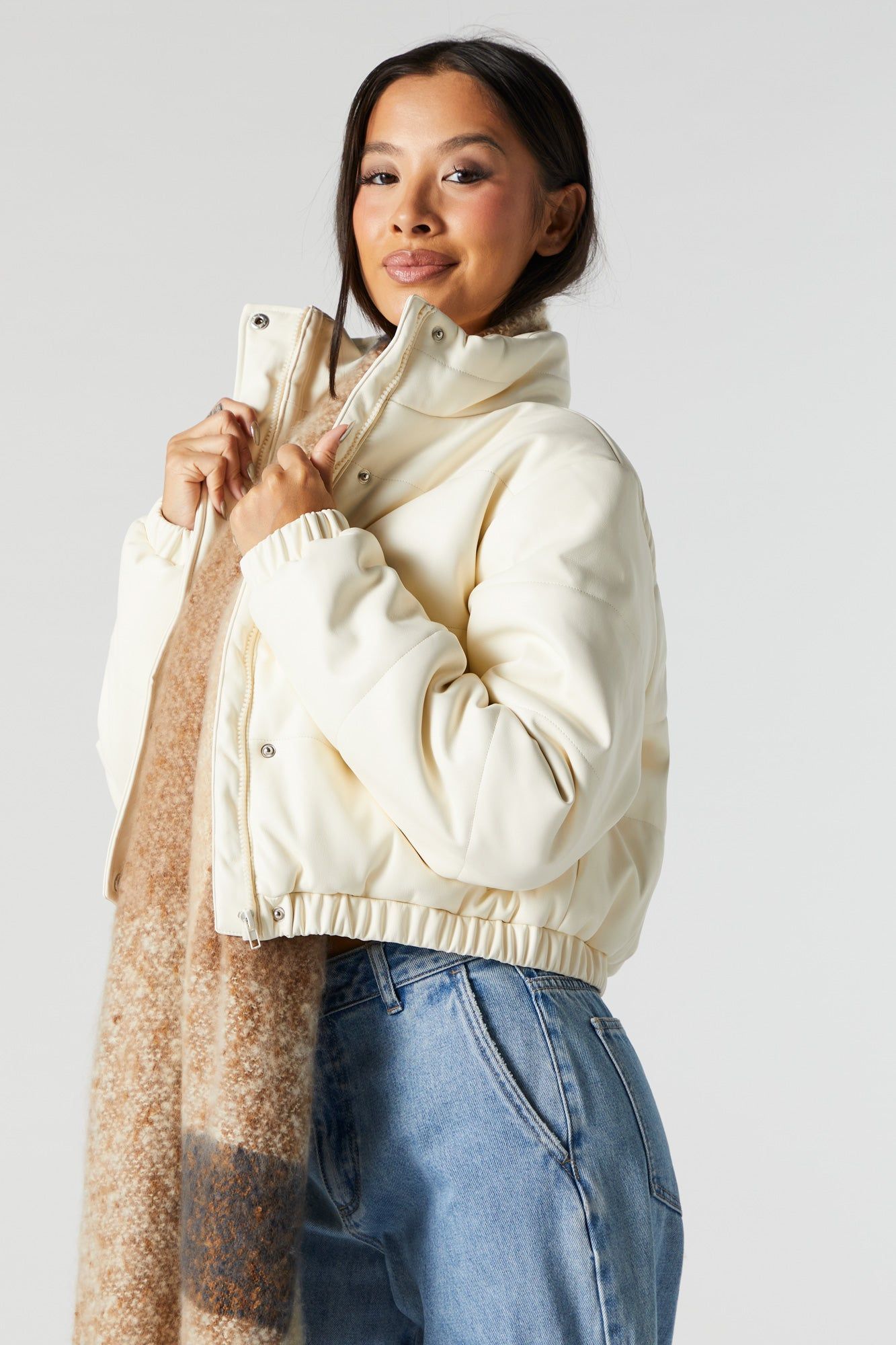 Faux Leather Puffer Jacket sold by Urban Planet product image thumbnail 4