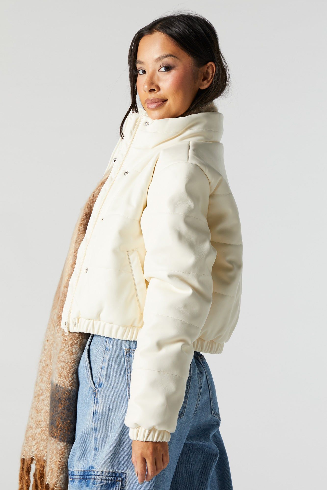 Faux Leather Puffer Jacket sold by Urban Planet product image thumbnail 5