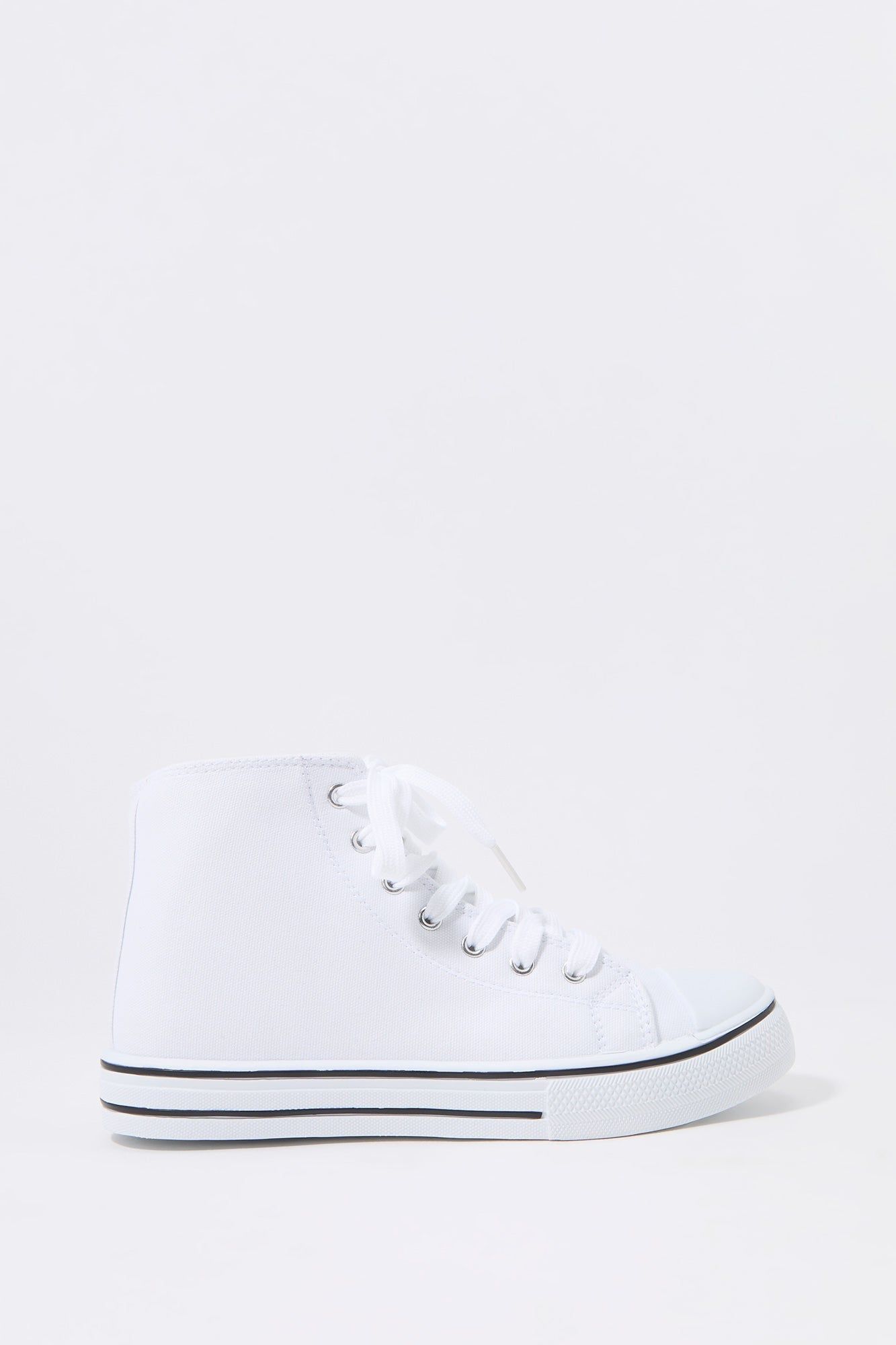 Girls white High Top Side Zip Sneaker sold by Urban Planet