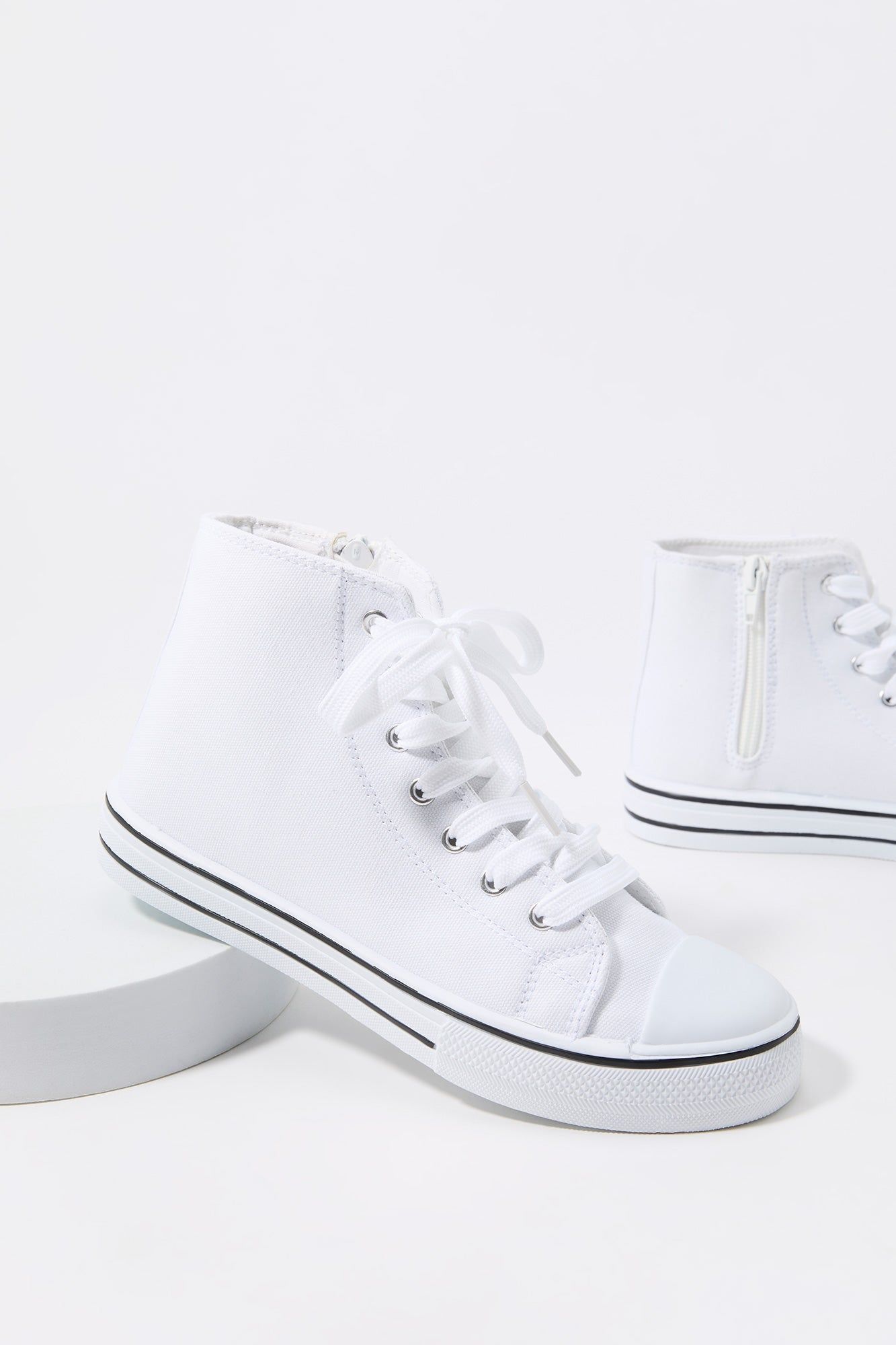 Girls white High Top Side Zip Sneaker sold by Urban Planet product image thumbnail 4